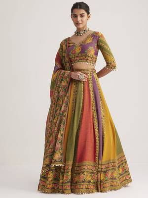 Elegant Multicolor Traditional Printed Lehenga Set with Dupatta 1