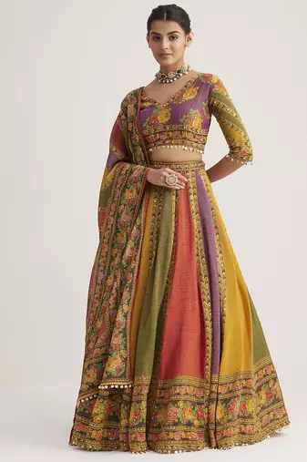 Elegant Multicolor Traditional Printed Lehenga Set with Dupatta