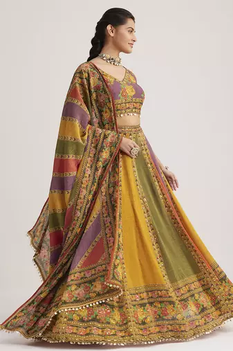Elegant Multicolor Traditional Printed Lehenga Set with Dupatta