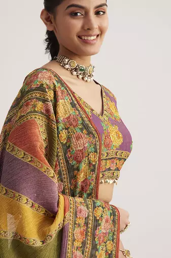 Elegant Multicolor Traditional Printed Lehenga Set with Dupatta
