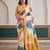 designer crepe silk Digital Patola Print with Real Mirror Work Saree