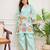 Women's Sea Green Floral Embroidered Kurta and Wide-Leg Pants Co-ord Set