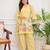 Women's Yellow Floral Embroidered Kurta and Wide-Leg Pants Co-ord Set