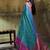 Peacock blue pochampally silk blend handloom saree with zari border