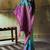 Peacock blue pochampally silk blend handloom saree with zari border