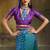 Peacock blue pochampally silk blend handloom saree with zari border