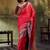 Red pochampally silk blend handloom saree with zari border