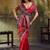 Red pochampally silk blend handloom saree with zari border