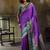 Purple pochampally silk blend handloom saree with zari border