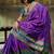 Purple pochampally silk blend handloom saree with zari border