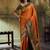 Rust pochampally silk blend handloom saree with zari border