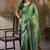 Sea green pochampally silk blend handloom saree with zari border