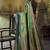 Sea green pochampally silk blend handloom saree with zari border