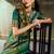Sea green pochampally silk blend handloom saree with zari border