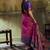 Magenta pochampally silk blend handloom saree with zari border
