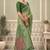 Mint green cotton blend floral printed saree