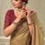 Beige cotton blend floral printed saree