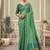 Sea green cotton blend floral printed saree