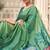 Sea green cotton blend floral printed saree