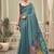 Steel blue cotton blend floral printed saree