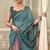 Steel blue cotton blend floral printed saree