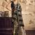 Black banarasi satin silk blend saree with zari woven border and pallu