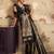 Black banarasi satin silk blend saree with zari woven border and pallu