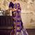 Violet banarasi satin silk blend saree with zari woven border and pallu