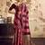 Wine banarasi satin silk blend saree with zari woven border and pallu