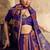 Violet banarasi satin silk blend saree with zari woven border and pallu