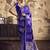 Royal blue banarasi satin silk blend saree with zari woven border and pallu
