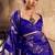 Royal blue banarasi satin silk blend saree with zari woven border and pallu