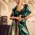Dark green banarasi satin silk blend saree with zari woven border and pallu