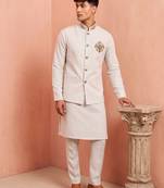 Men premium linen kurta trouser and jacket set