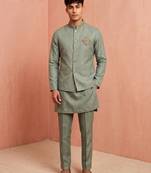 Men linen kurta trouser and jacket set