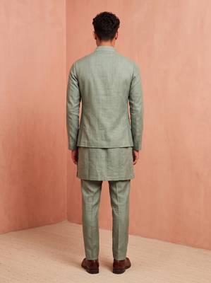 Men linen kurta trouser and jacket set 4