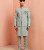 Men linen kurta trouser and jacket set