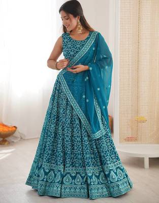 Wedding Georgette Embroidery lehenga choli for Women 2