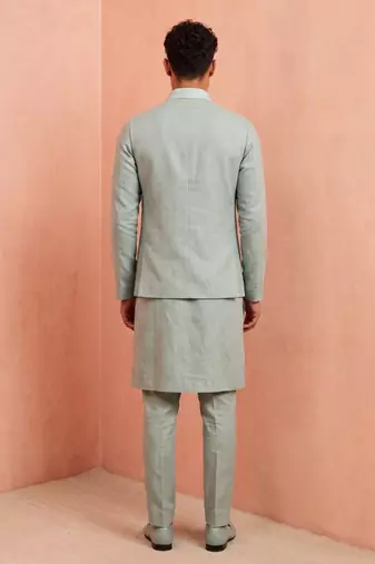Men linen kurta trouser and jacket set