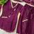 plum color mirror and moti embellished lace border silk blend kurti pant set