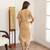 Women's Solid Beige Kurta and Pants Set with Mandarin Collar