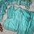 sky blue color mirror and moti embellished lace border silk blend kurti pant set