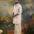 Silver Men's festive tissue kurta in silver zari