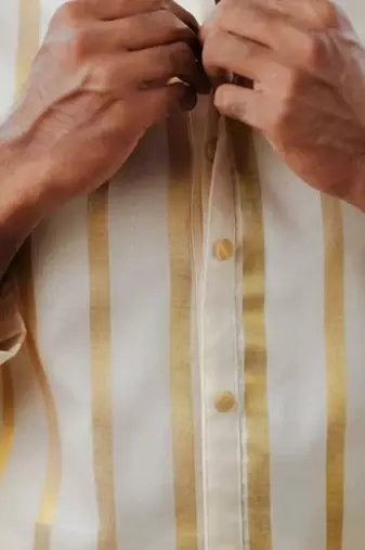 Men's festive striped offwhite shirt