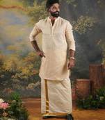 Golden Mens's festive tissue kurta