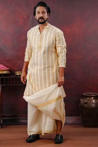 cream Men's festive kurta
