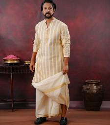 cream Men's festive kurta