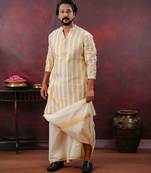 cream Men's festive kurta
