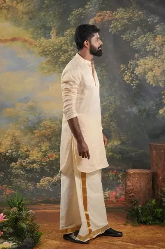 Golden Mens's festive tissue kurta