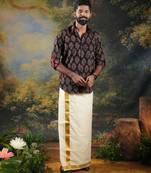 Black Men's ajrakh print festive shirt